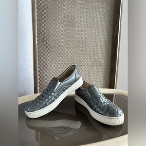 Bottega Veneta Grey Intrecciato Leather Dodger Slip On Sneakers